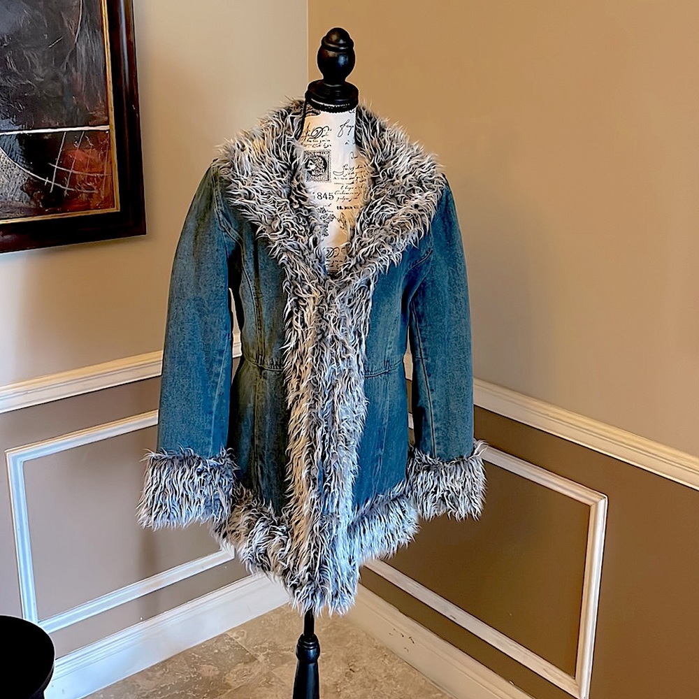 Denim penny lane styled coat. Size large